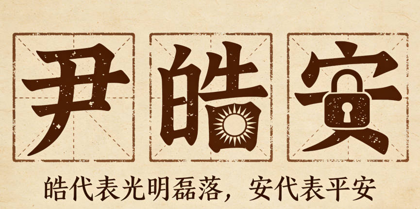 尹皓安,皓代表光明磊落,安代表平安